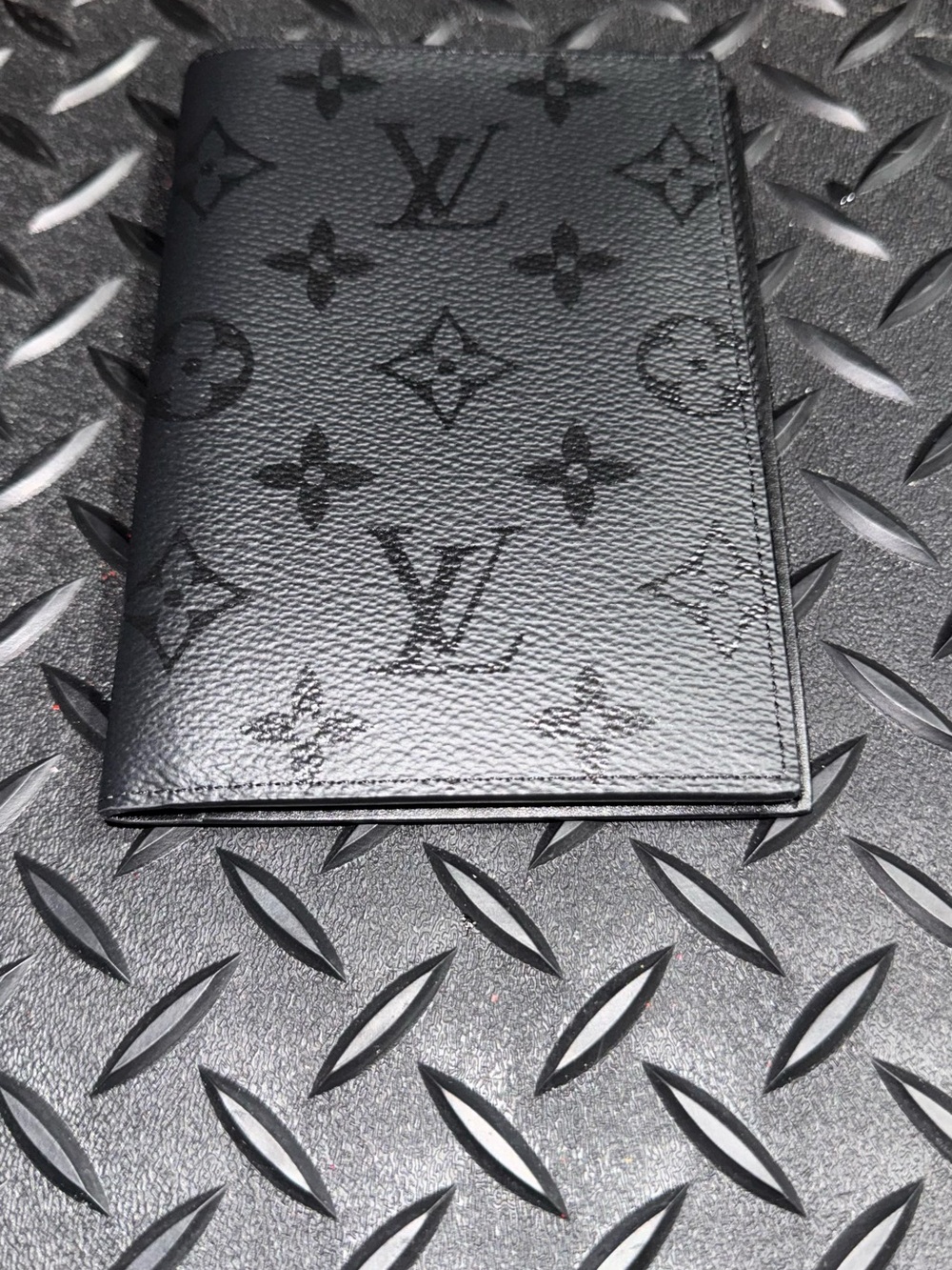 Louis Vuitton Authentic Black Embossed Monogram Passport Holder